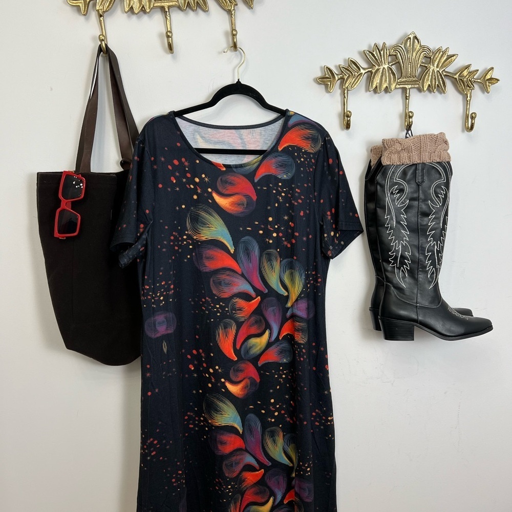 Eclectic short sleeve dress Xl ptp 23” l 42” - Picture 4 of 4